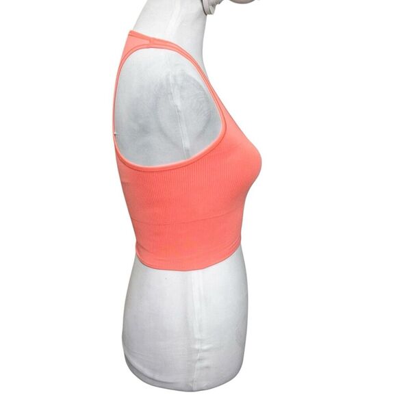 Athleta Aurora Seamless Crop Tank Coral Ribbed Women’s Size XXS Yoga - Picture 4 of 9